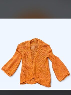 Free People Open-Front Knit Cardigan in Orange